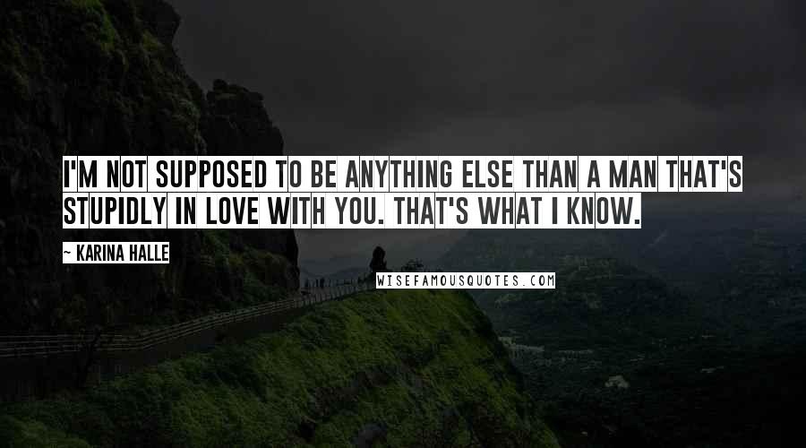 Karina Halle Quotes: I'm not supposed to be anything else than a man that's stupidly in love with you. That's what I know.