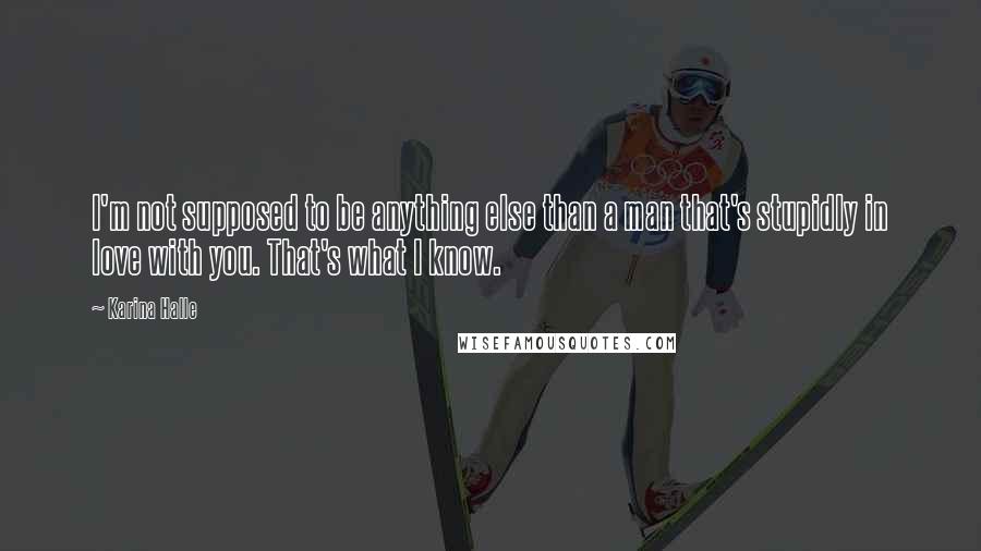 Karina Halle Quotes: I'm not supposed to be anything else than a man that's stupidly in love with you. That's what I know.