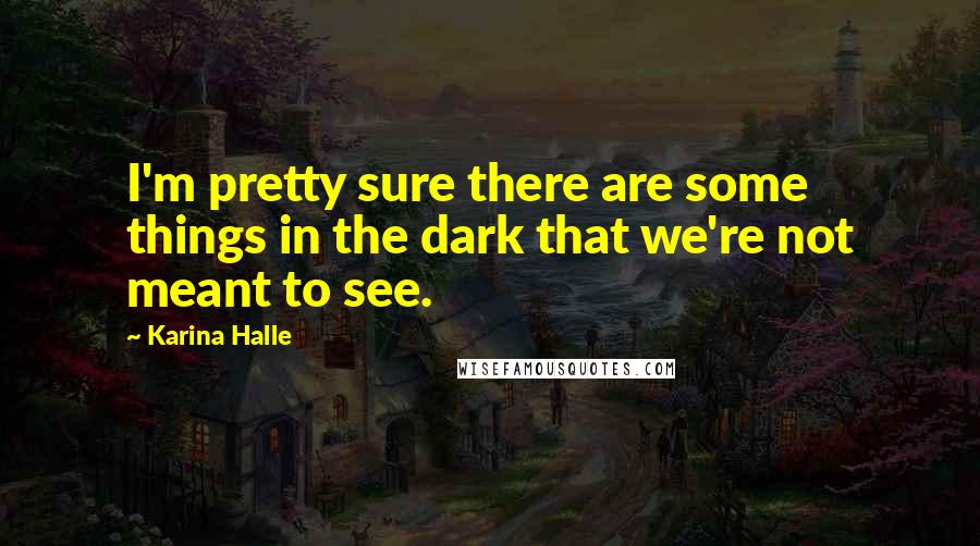 Karina Halle Quotes: I'm pretty sure there are some things in the dark that we're not meant to see.