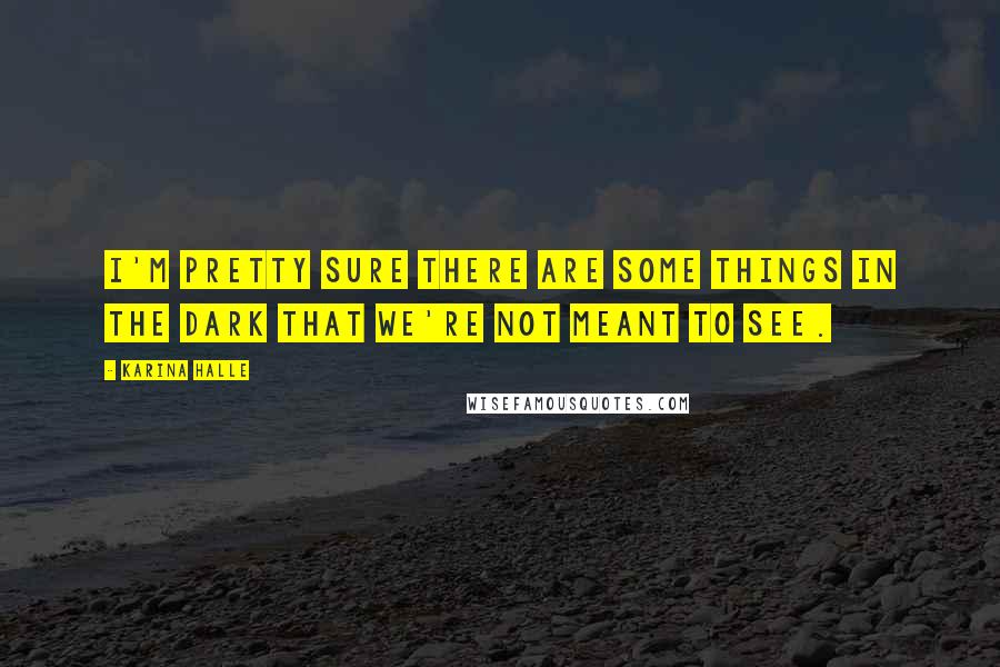 Karina Halle Quotes: I'm pretty sure there are some things in the dark that we're not meant to see.