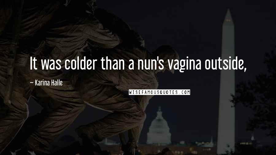 Karina Halle Quotes: It was colder than a nun's vagina outside,