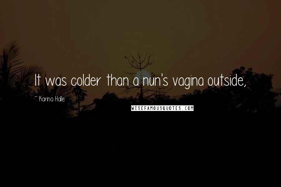 Karina Halle Quotes: It was colder than a nun's vagina outside,