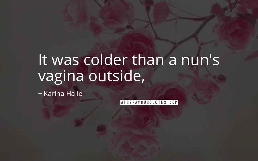 Karina Halle Quotes: It was colder than a nun's vagina outside,