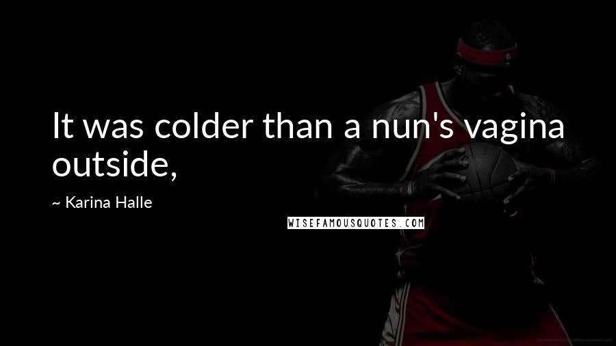 Karina Halle Quotes: It was colder than a nun's vagina outside,