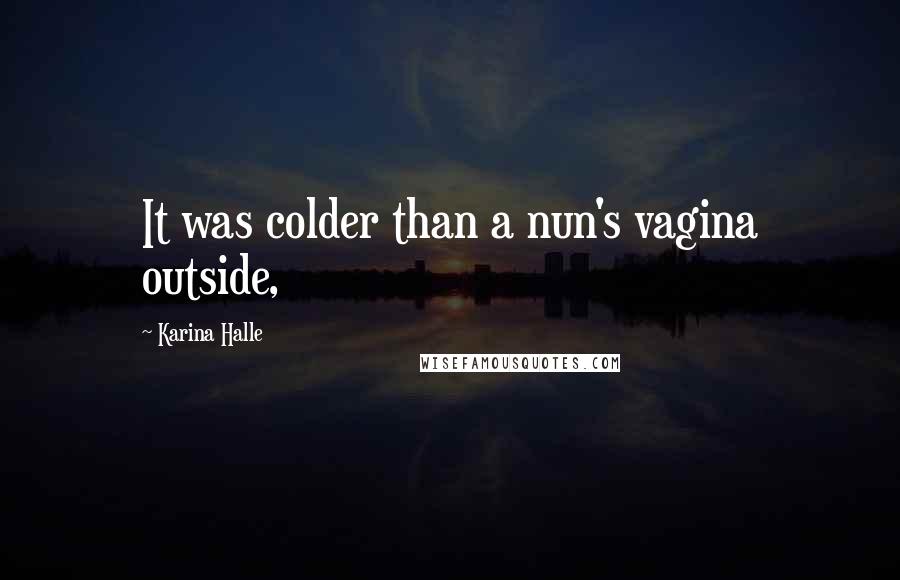 Karina Halle Quotes: It was colder than a nun's vagina outside,