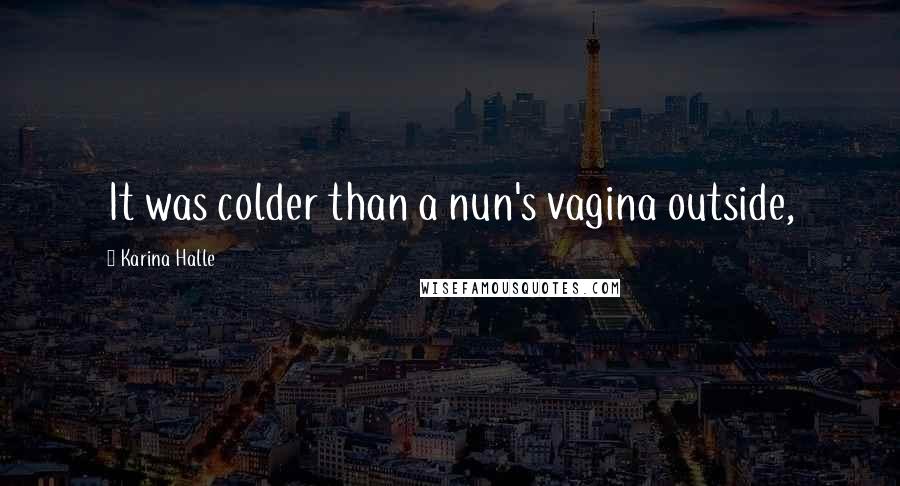 Karina Halle Quotes: It was colder than a nun's vagina outside,
