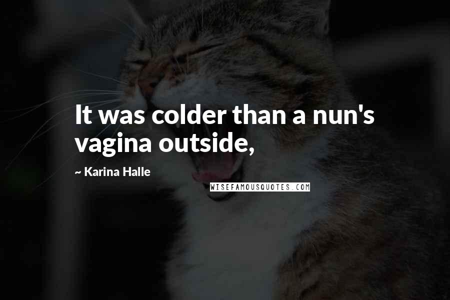 Karina Halle Quotes: It was colder than a nun's vagina outside,