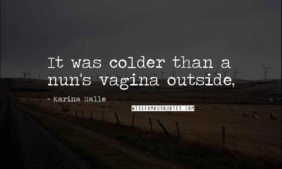 Karina Halle Quotes: It was colder than a nun's vagina outside,