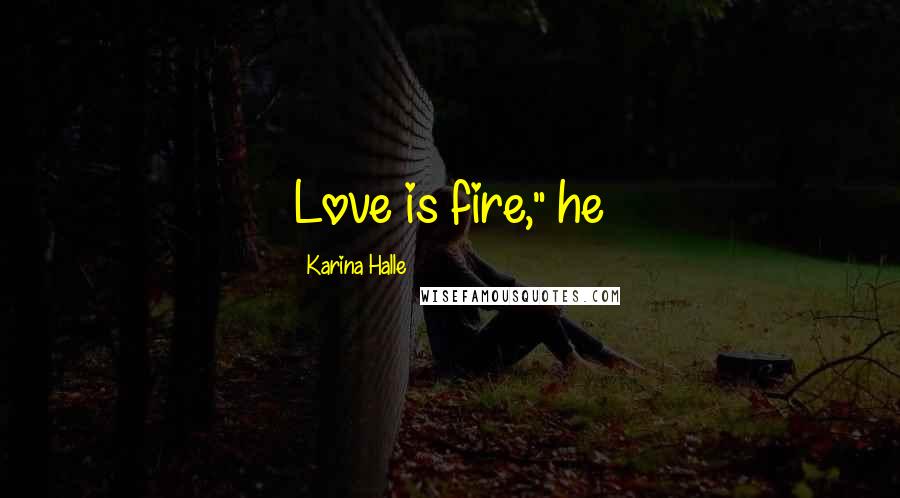 Karina Halle Quotes: Love is fire," he