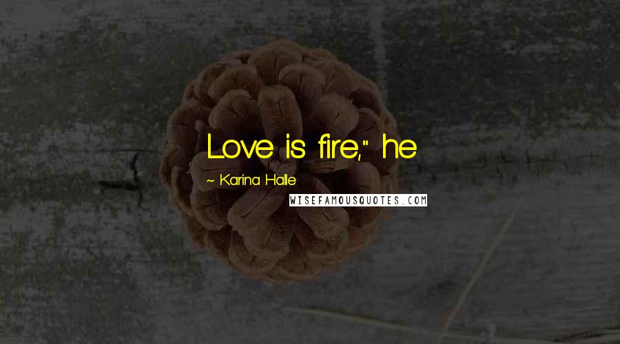 Karina Halle Quotes: Love is fire," he