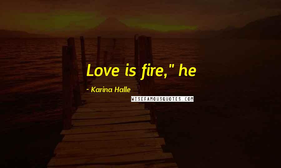 Karina Halle Quotes: Love is fire," he