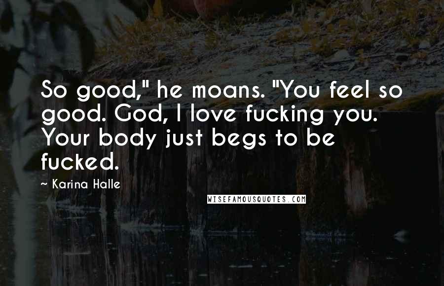 Karina Halle Quotes: So good," he moans. "You feel so good. God, I love fucking you. Your body just begs to be fucked.
