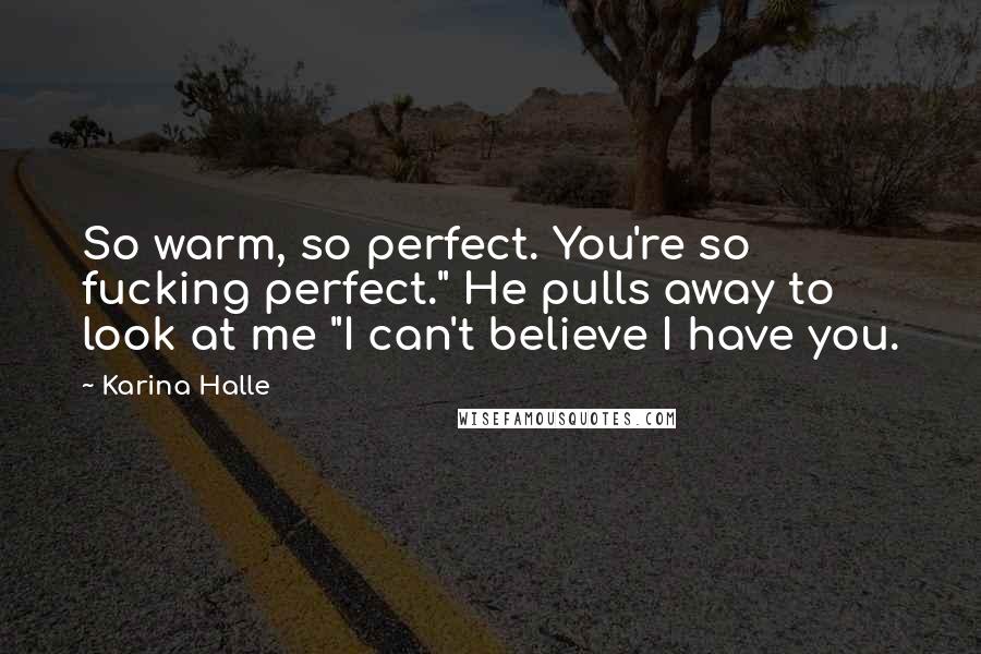 Karina Halle Quotes: So warm, so perfect. You're so fucking perfect." He pulls away to look at me "I can't believe I have you.