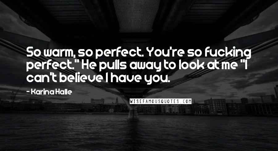 Karina Halle Quotes: So warm, so perfect. You're so fucking perfect." He pulls away to look at me "I can't believe I have you.