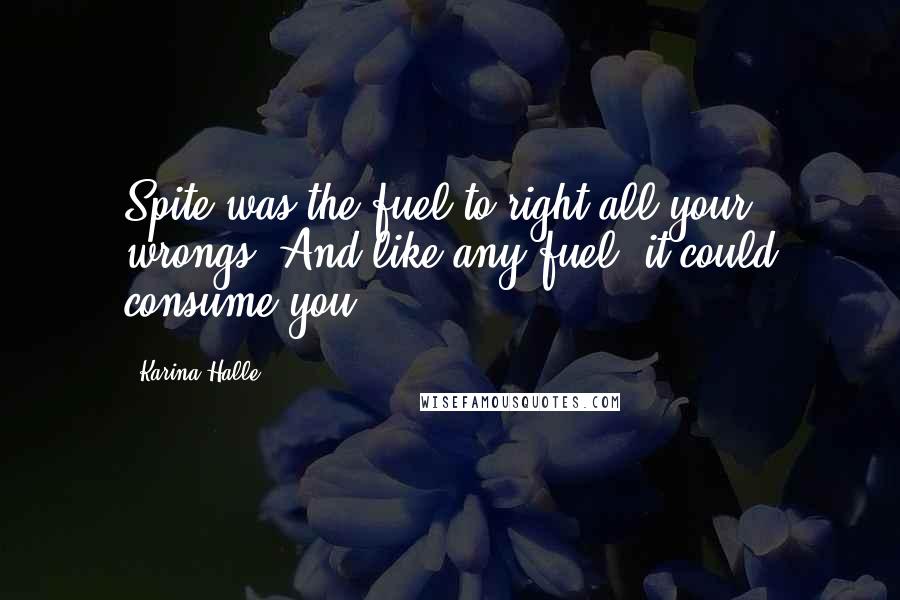 Karina Halle Quotes: Spite was the fuel to right all your wrongs. And like any fuel, it could consume you.