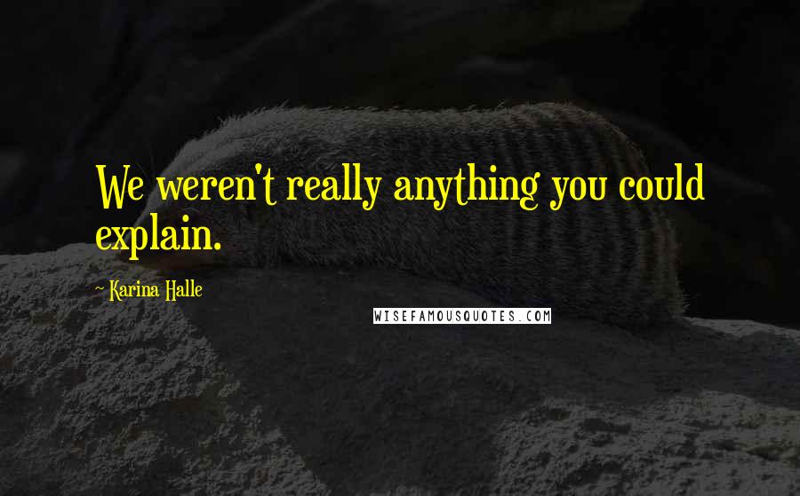 Karina Halle Quotes: We weren't really anything you could explain.