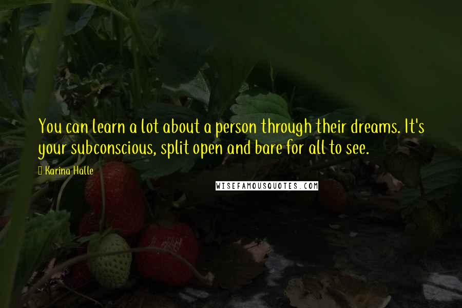 Karina Halle Quotes: You can learn a lot about a person through their dreams. It's your subconscious, split open and bare for all to see.