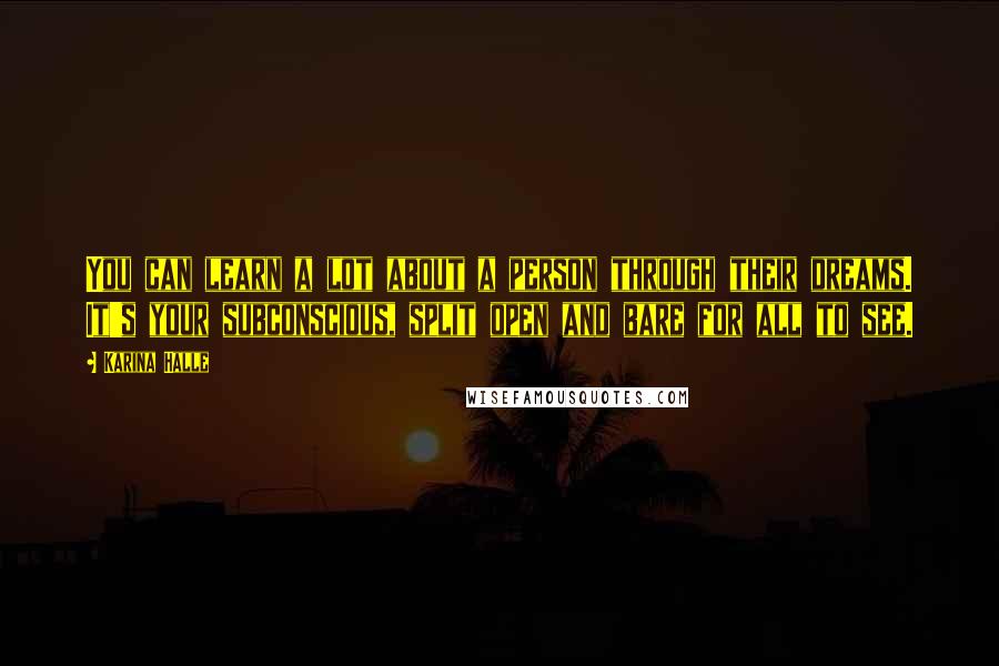 Karina Halle Quotes: You can learn a lot about a person through their dreams. It's your subconscious, split open and bare for all to see.