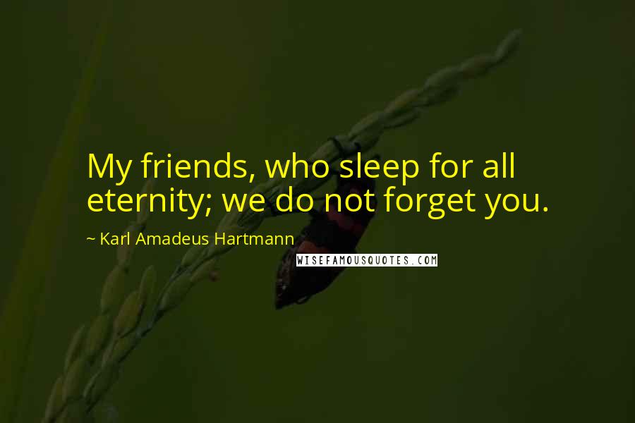 Karl Amadeus Hartmann Quotes: My friends, who sleep for all eternity; we do not forget you.