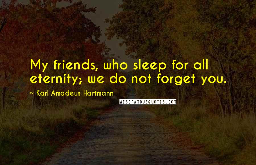 Karl Amadeus Hartmann Quotes: My friends, who sleep for all eternity; we do not forget you.