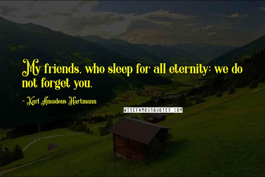 Karl Amadeus Hartmann Quotes: My friends, who sleep for all eternity; we do not forget you.