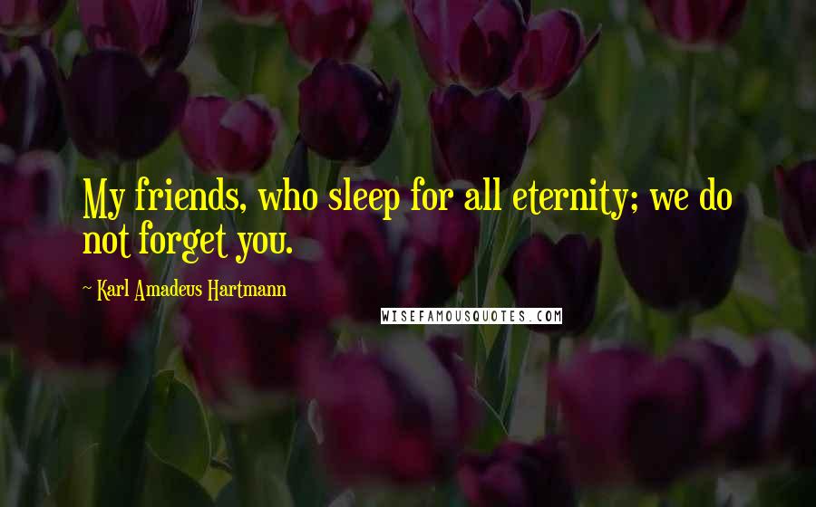 Karl Amadeus Hartmann Quotes: My friends, who sleep for all eternity; we do not forget you.