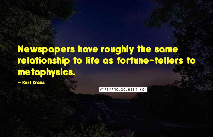 Karl Kraus Quotes: Newspapers have roughly the same relationship to life as fortune-tellers to metaphysics.
