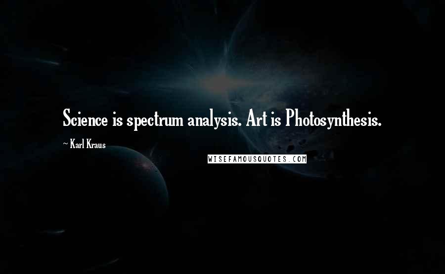 Karl Kraus Quotes: Science is spectrum analysis. Art is Photosynthesis.