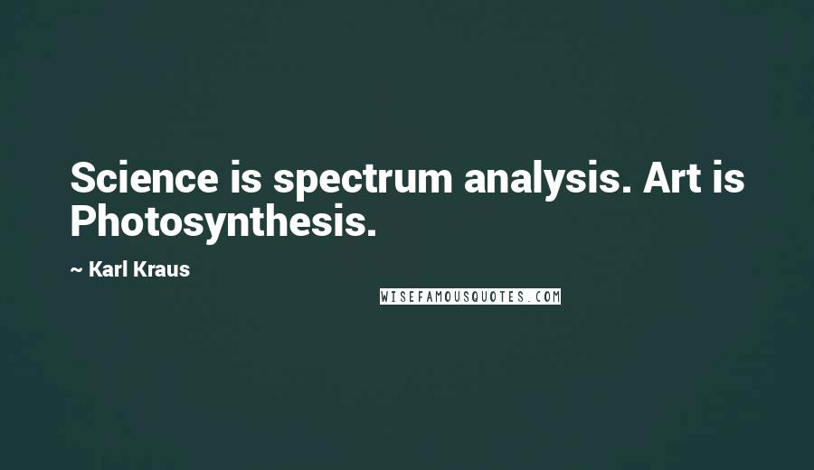 Karl Kraus Quotes: Science is spectrum analysis. Art is Photosynthesis.