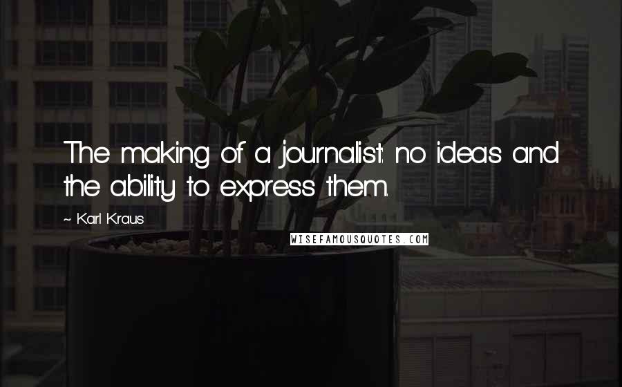 Karl Kraus Quotes: The making of a journalist: no ideas and the ability to express them.