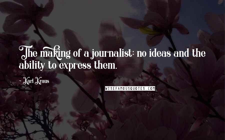 Karl Kraus Quotes: The making of a journalist: no ideas and the ability to express them.