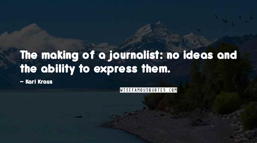 Karl Kraus Quotes: The making of a journalist: no ideas and the ability to express them.