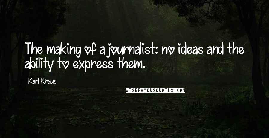 Karl Kraus Quotes: The making of a journalist: no ideas and the ability to express them.