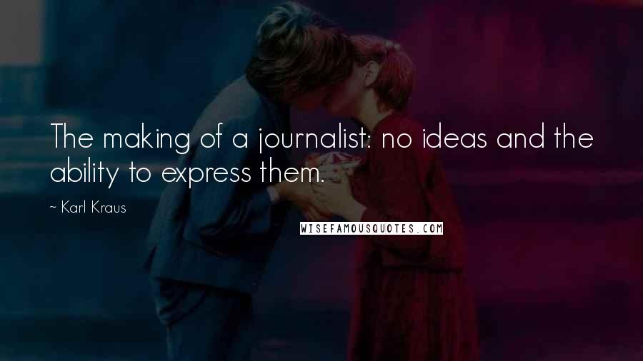 Karl Kraus Quotes: The making of a journalist: no ideas and the ability to express them.