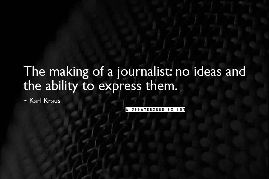 Karl Kraus Quotes: The making of a journalist: no ideas and the ability to express them.