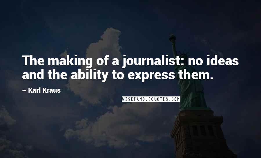 Karl Kraus Quotes: The making of a journalist: no ideas and the ability to express them.