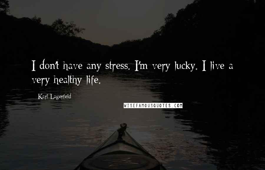 Karl Lagerfeld Quotes: I don't have any stress. I'm very lucky. I live a very healthy life.
