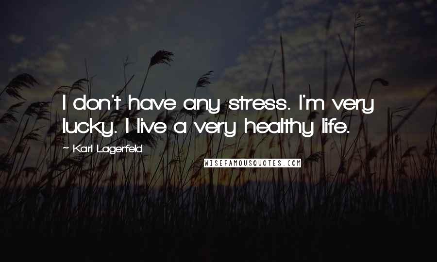 Karl Lagerfeld Quotes: I don't have any stress. I'm very lucky. I live a very healthy life.
