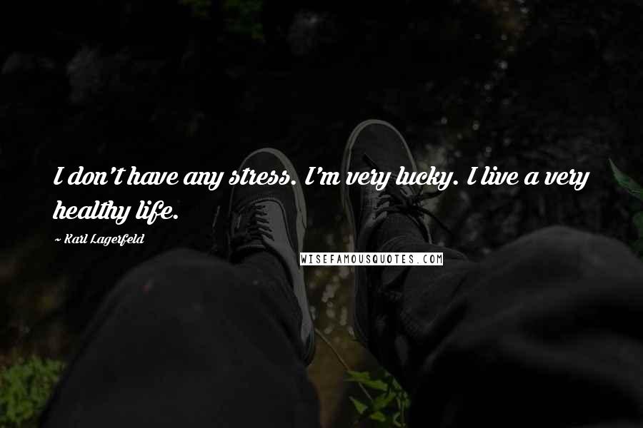 Karl Lagerfeld Quotes: I don't have any stress. I'm very lucky. I live a very healthy life.