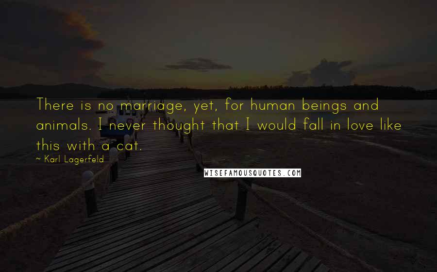 Karl Lagerfeld Quotes: There is no marriage, yet, for human beings and animals. I never thought that I would fall in love like this with a cat.