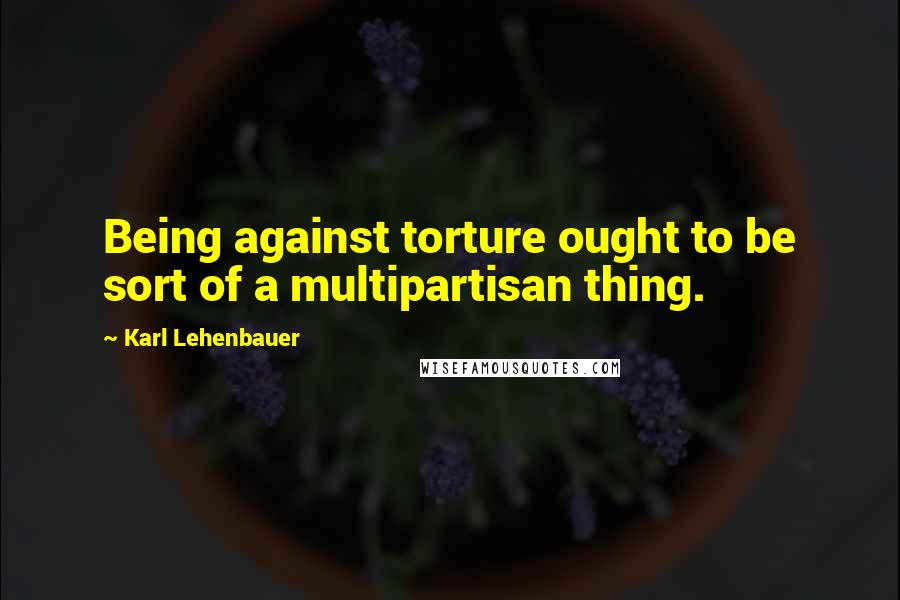 Karl Lehenbauer Quotes: Being against torture ought to be sort of a multipartisan thing.
