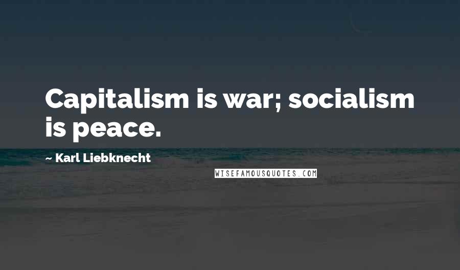 Karl Liebknecht Quotes: Capitalism is war; socialism is peace.