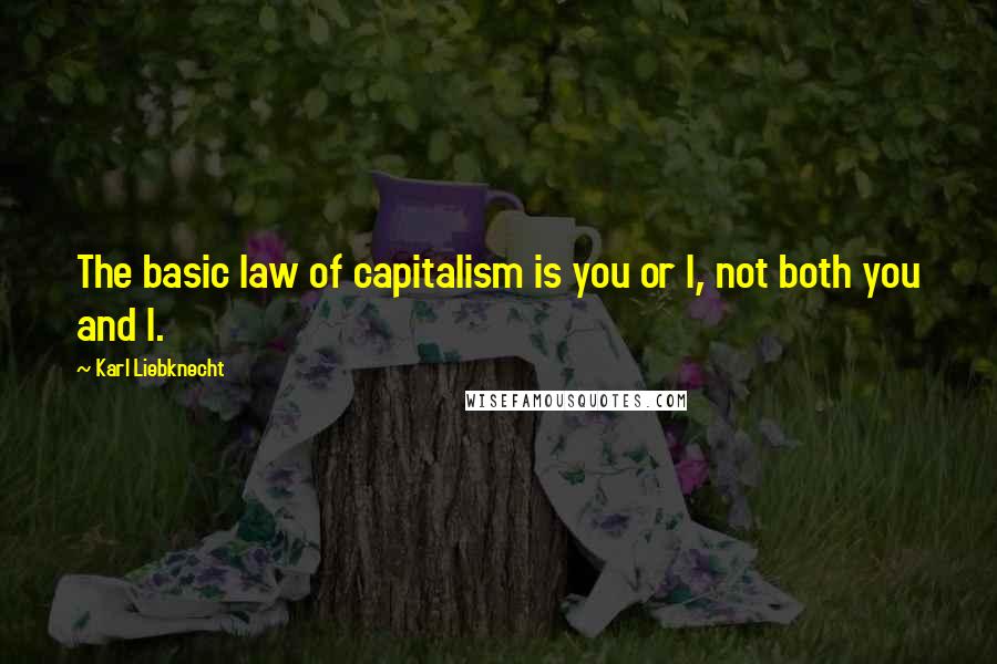 Karl Liebknecht Quotes: The basic law of capitalism is you or I, not both you and I.