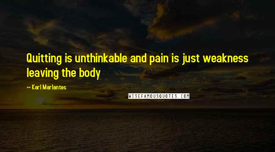 Karl Marlantes Quotes: Quitting is unthinkable and pain is just weakness leaving the body