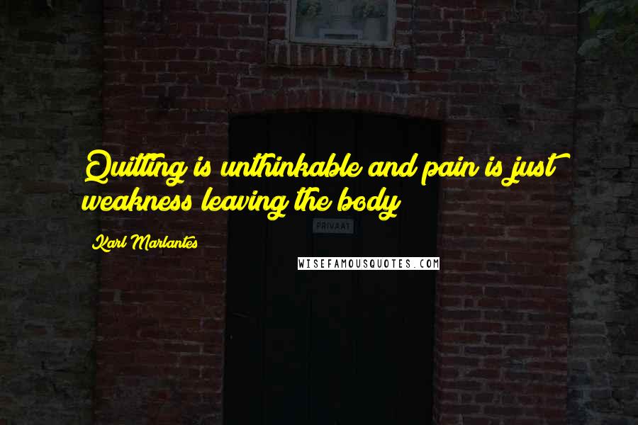 Karl Marlantes Quotes: Quitting is unthinkable and pain is just weakness leaving the body