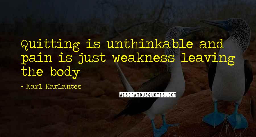 Karl Marlantes Quotes: Quitting is unthinkable and pain is just weakness leaving the body