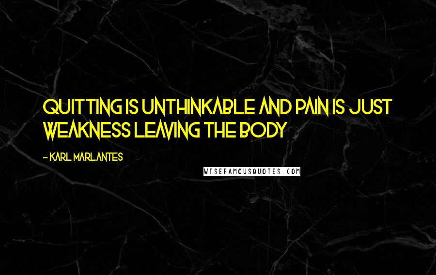 Karl Marlantes Quotes: Quitting is unthinkable and pain is just weakness leaving the body