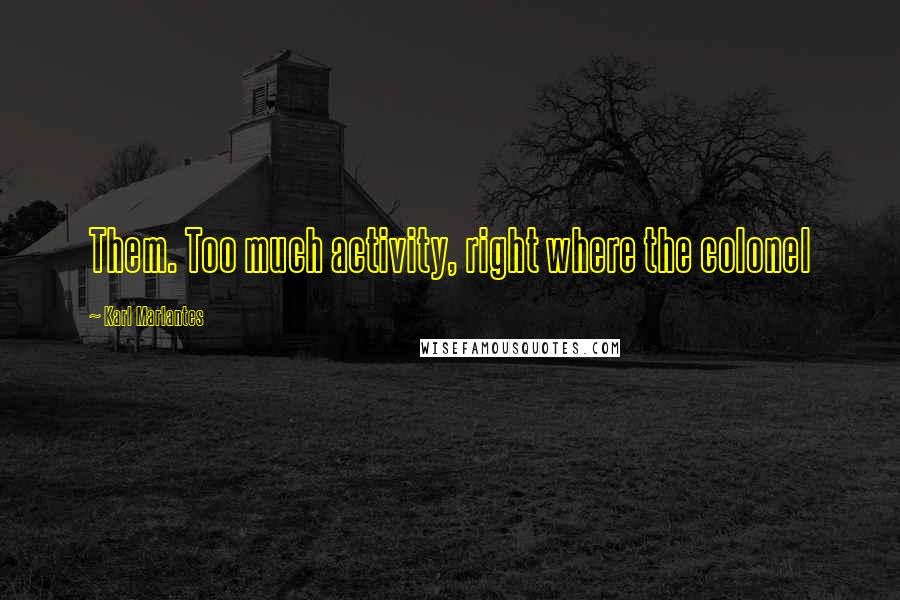Karl Marlantes Quotes: Them. Too much activity, right where the colonel