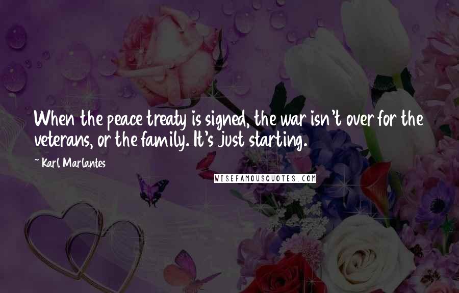 Karl Marlantes Quotes: When the peace treaty is signed, the war isn't over for the veterans, or the family. It's just starting.