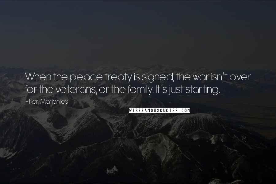 Karl Marlantes Quotes: When the peace treaty is signed, the war isn't over for the veterans, or the family. It's just starting.